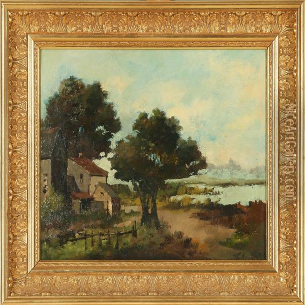 Summer Landscape Withcountry Houses Oil Painting - Theodor Koch