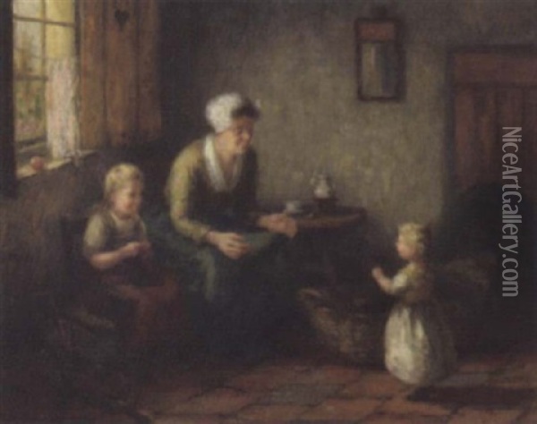 Come To Mother Oil Painting - Hendricus Anthonius Dievenbach