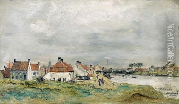 Stadtansicht An Einem Fluss. Oil Painting - Robert Charles Gustave Laurens Mols