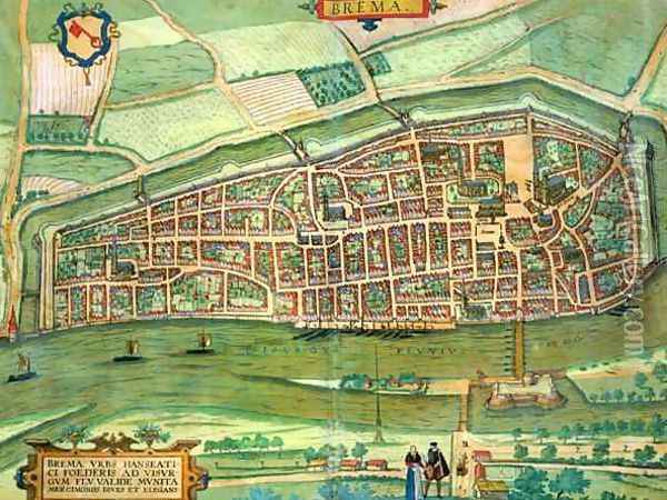 Map of Bremen from Civitates Orbis Terrarum Oil Painting - Joris Hoefnagel