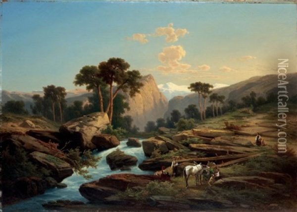 Paysage De Montagne Oil Painting - Henri Baumgartner