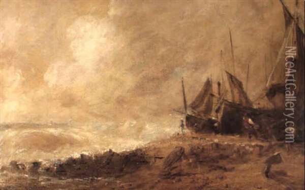 A Sea Beach, Brighton Oil Painting - John Constable