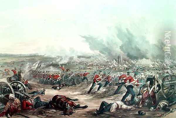 The 2nd Day of the Battle of Ferozshah, 22nd December 1845 Oil Painting - Major G.F. White