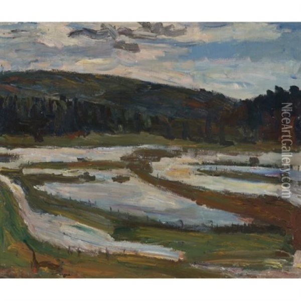 The Flood Oil Painting - Aleksandr Davidovitch Drevin