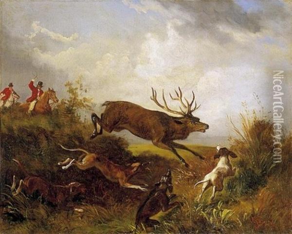 Hunting Scene Oil Painting - Alfred Steinacker