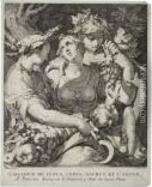 L'alliance De Venus, Ceres Et L'amour. Oil Painting - Abraham Bloemaert