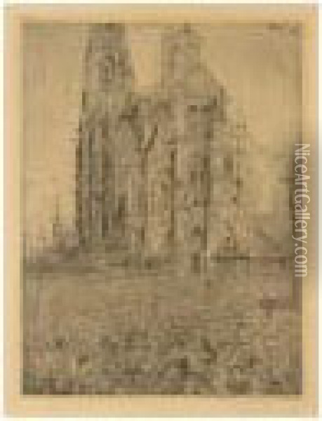 - The Cathedral 3,500-4,000 Gbp Oil Painting - James Ensor