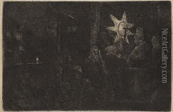 The Star Of The Kings: A Night Piece Oil Painting - Rembrandt Van Rijn