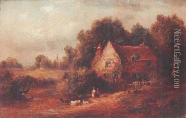 Cottages Oil Painting - Thomas Ii Whittle