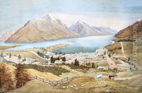 Panoramic View Of Queenstown Oil Painting - Christopher Aubrey