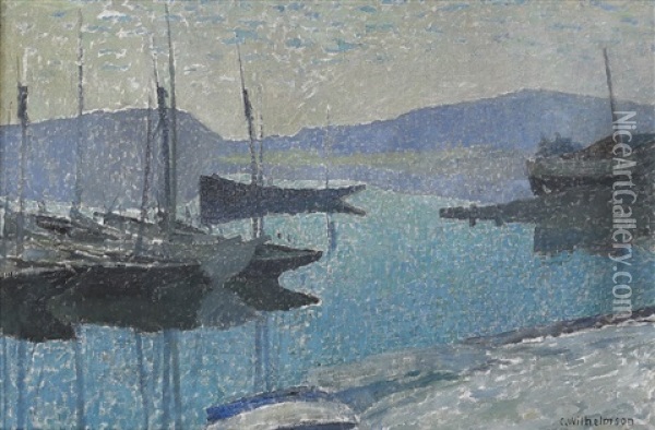Hamnen I Skymning Oil Painting - Carl Wilhelm Wilhelmson