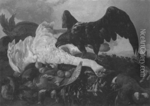 Nature Morte Au Cygne Et A L'aigle Oil Painting - Dirck Govaertsz