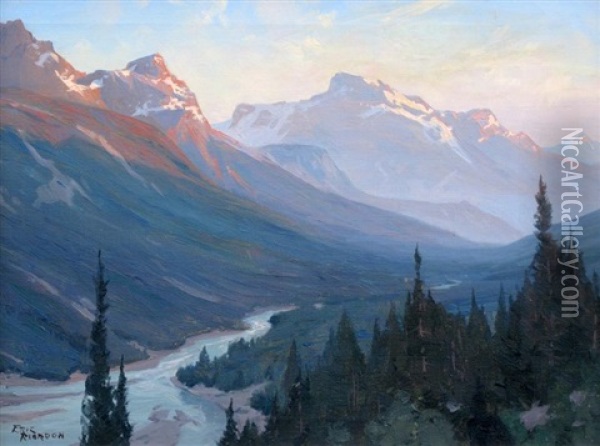 River Through The Mountains Oil Painting - Eric Riordon