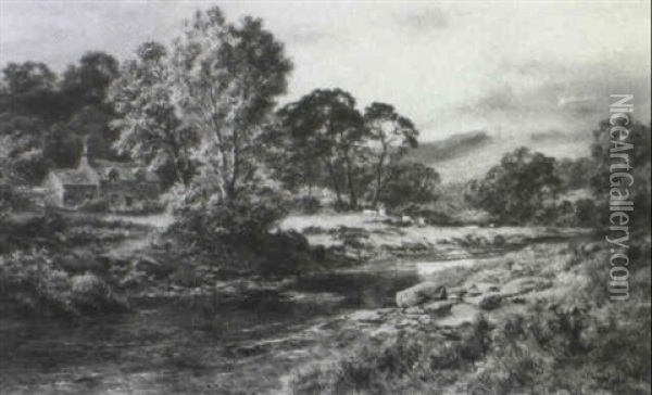 In A Welsh Valley Oil Painting - Robert Gallon