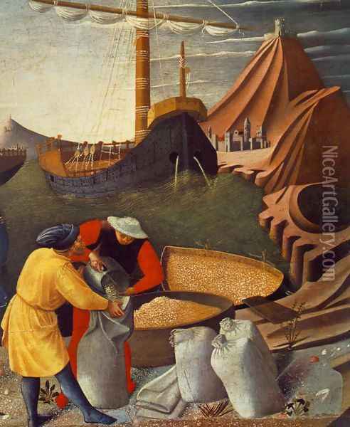 The Story of St Nicholas, St Nicholas saves the ship (detail) 1437 Oil Painting - Angelico Fra