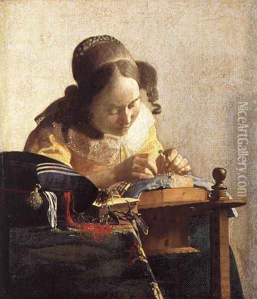 The Lacemaker 1669-70 Oil Painting - Jan Vermeer Van Delft