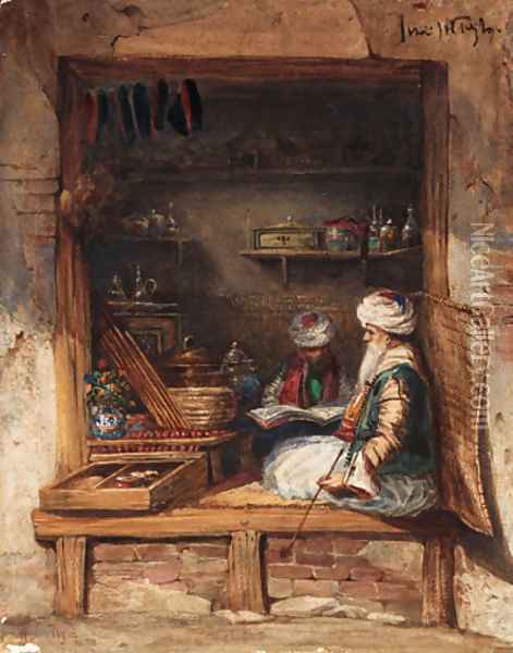 An Oriental bazaar Oil Painting - William Wyld