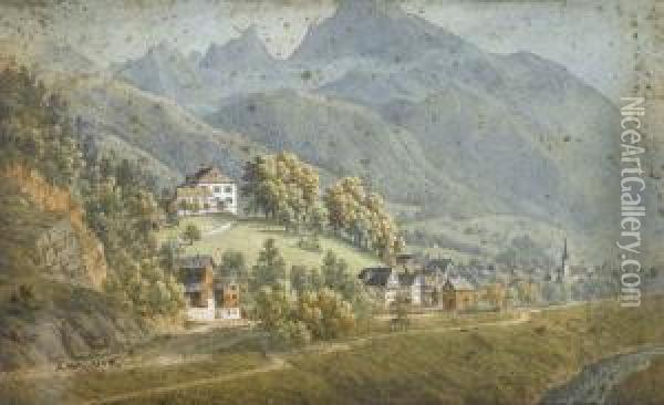Landschaftspartie Beim Fronalpstock. Oil Painting - Anton Winterlin