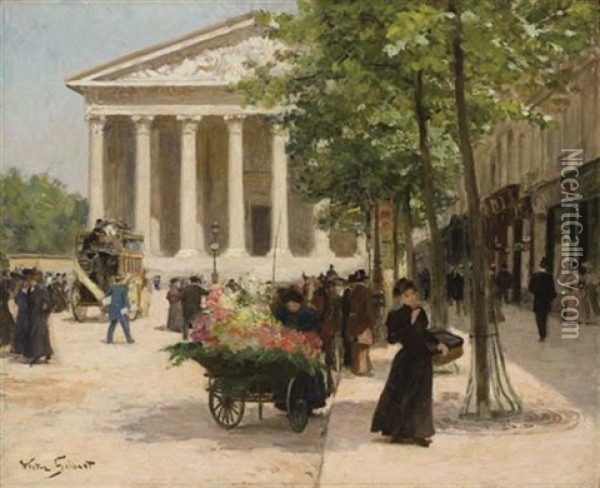 Marchande De Fleurs, Rue Royale Oil Painting - Victor Gabriel Gilbert