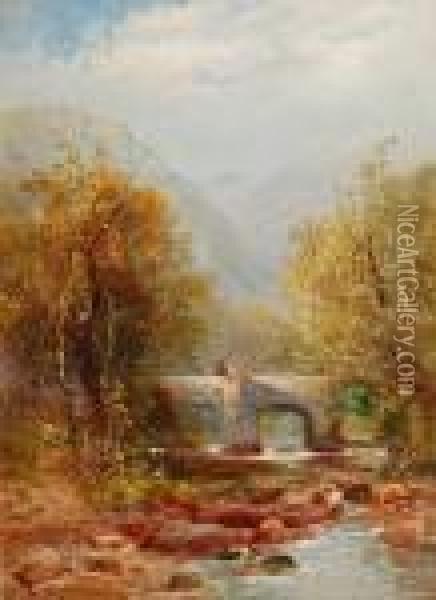 River Landscape Oil Painting - William Widgery