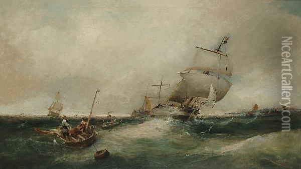 Shipping In A Swell Oil Painting - William McAlpine