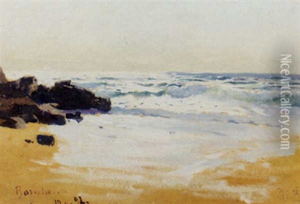 A Sunlit Beach, Bornholm Oil Painting - Hans Von Bartels