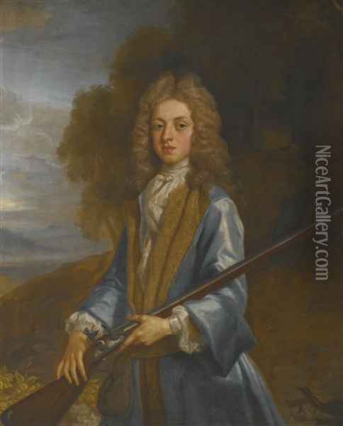 Portrait Of A Boy With A Fowling Piece Oil Painting - William Aikman