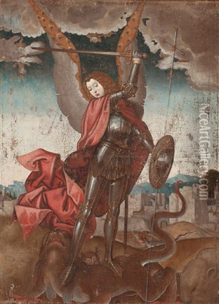 San Miguel Arcangel Oil Painting - Juan De Flandes