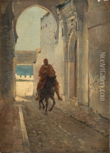 The Donkey Rider, Tangier Oil Painting - Frantz Charlet