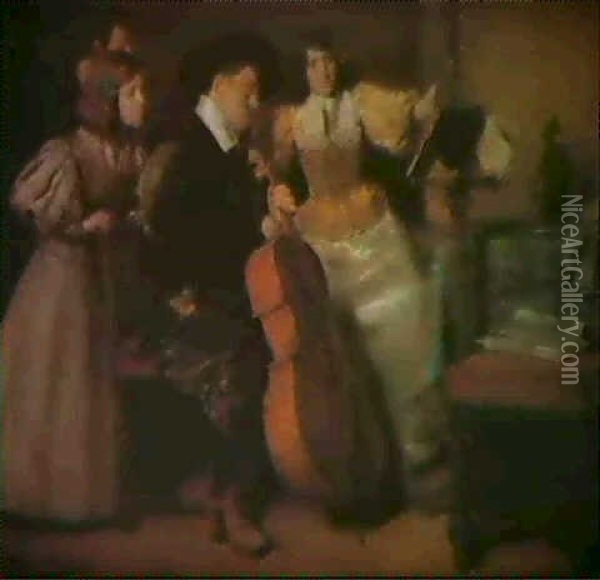 La Leccion De Musica Oil Painting - Roman Ribera Cirera