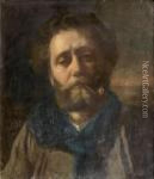 Portrait D'homme A La Pipe Oil Painting - Gustave Courbet