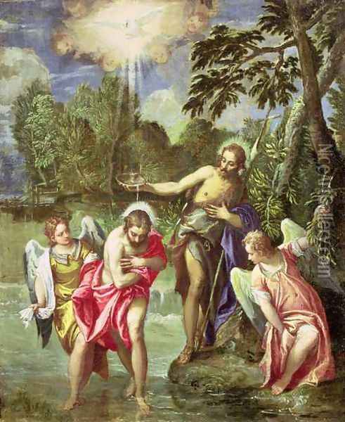 The Baptism of Christ, c.1580-88 Oil Painting - Paolo Veronese (Caliari)