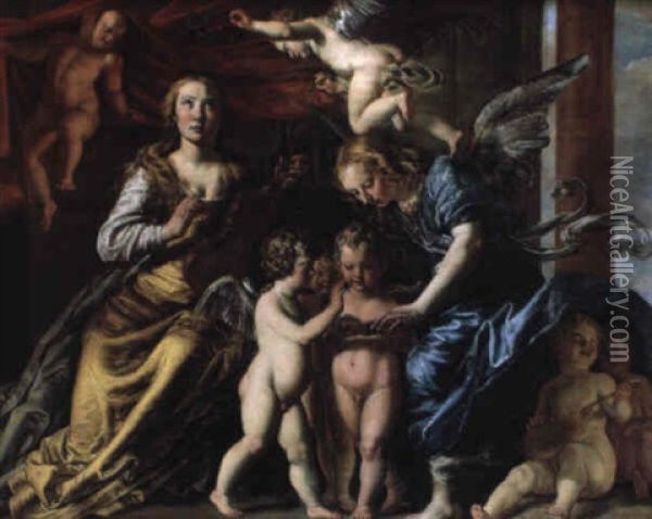 Sainte Cecile Et Un Concert D'anges Oil Painting - Theodor Van Loon
