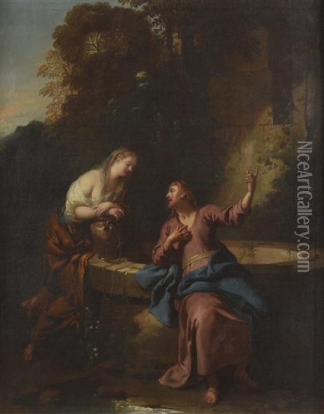 Christ And The Samaritan Oil Painting - Jean Francois de Troy