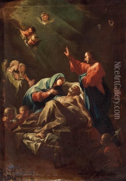 Der Tod Des Hl. Joseph (wohl Entwurf Fur Ein Altarblatt) Oil Painting - Paul Troger