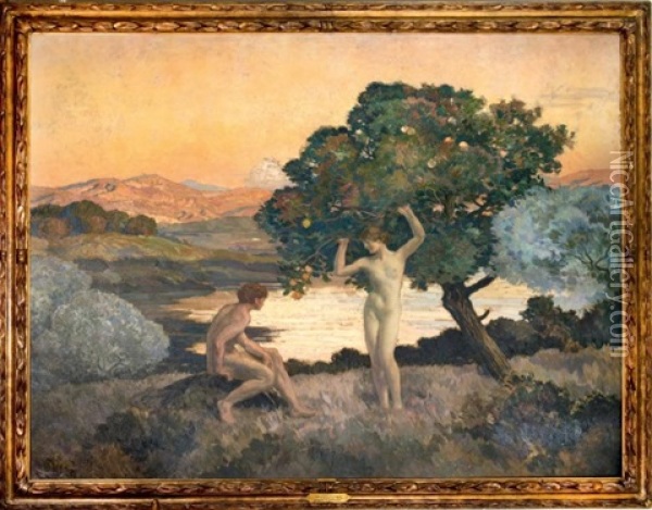 Adam Et Eve Oil Painting - Emile Rene Menard
