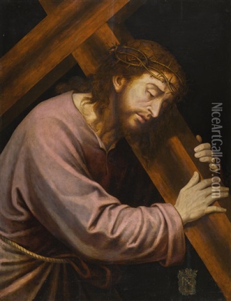 Christ Carrying The Cross Oil Painting - Joan De Joanes