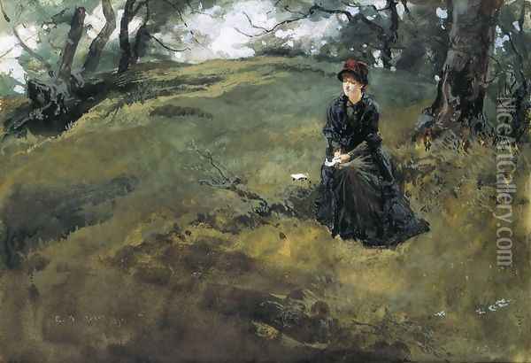 Young Woman in the Woods Oil Painting - Edwin Austin Abbey