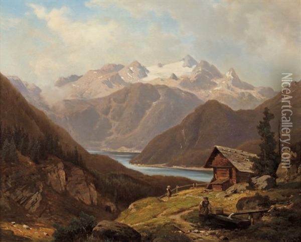Alpska Krajina Oil Painting - Alois Kirnig