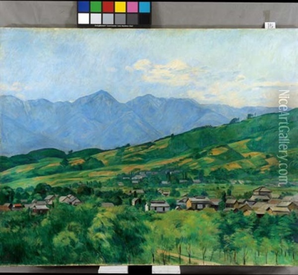 Landscape In Chikuma Oil Painting - Kanae Yamamoto