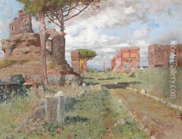Ruinen An Der Via Appia Oil Painting - Eduardo Tani