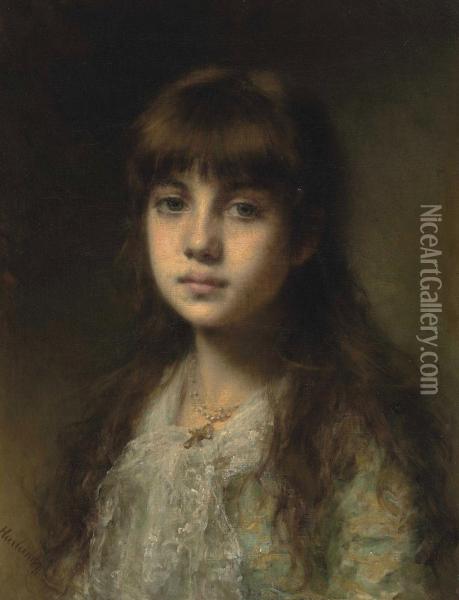 The Young Model Oil Painting - Alexei Alexeivich Harlamoff