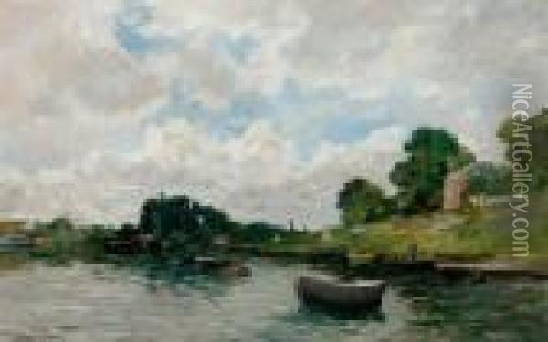 River Landscape. Oil Painting - Edmond Yvon