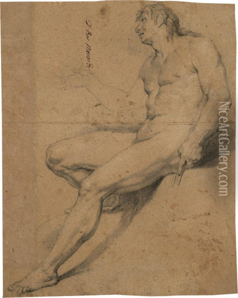 Mannlicher Akt, Sitzend Oil Painting - Vincenzo Dandini