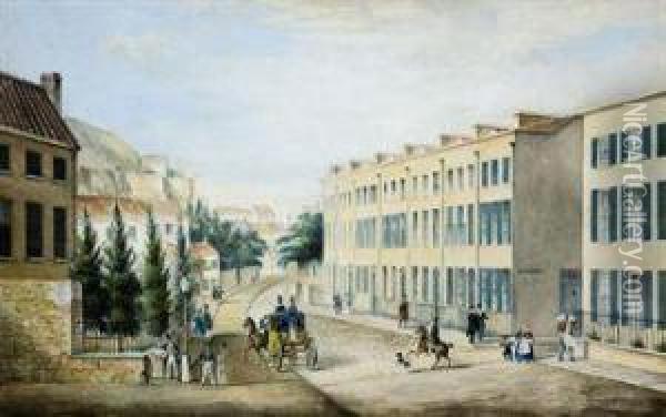 A View Of Hemery Row, La Motte Street, St Helier, Jersey Oil Painting - George Sidney Shepherd