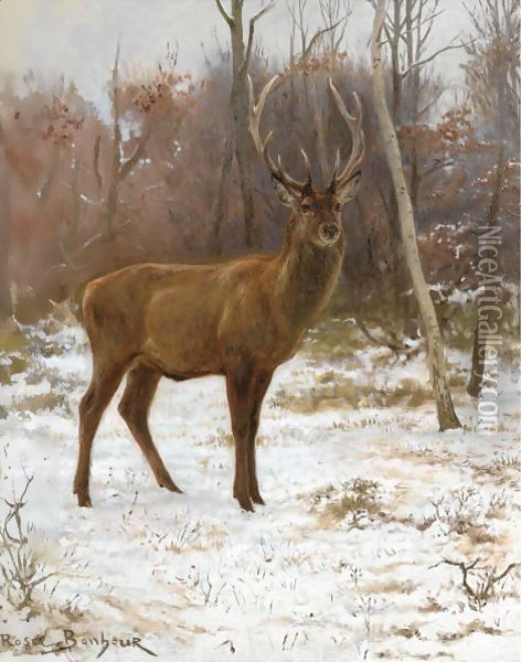 A Stag With Ten Tynes, On The Watch Oil Painting - Rosa Bonheur