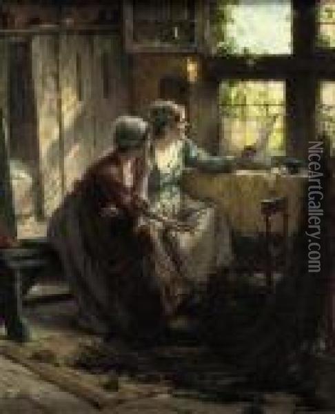 Vol Ongeduld: Great Expectations Oil Painting - Edward Antoon Portielje