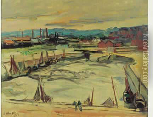 L'ancien Bassin De Honfleur, 1945. Oil Painting - Emile-Othon Friesz