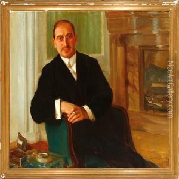 Portrait Of Johan Levin Oil Painting - Gustav Oscar Bjorck