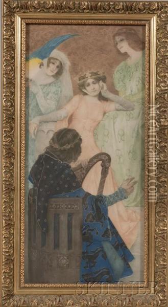 Genre Scene Lithograph Oil Painting - School Pre-Raphaelite